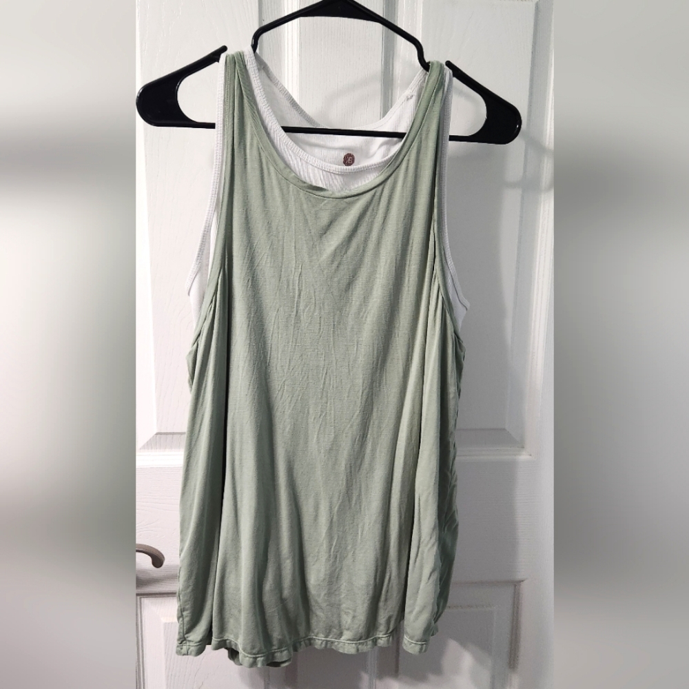 Kindred Bravely Layered Nursing Tank - L - Mint & White